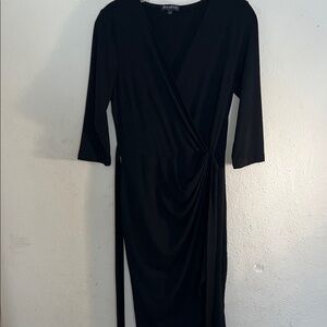 Elegant Black Long Sleeve Wrap Dress